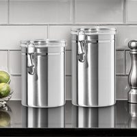 OGGI Stainless Steel Kitchen Canister 52 fl oz - Airtight Clamp Lid, Clear See-Thru Top - Ideal for Kitchen Storage, Food Storage, Pantry Storage. Large Size 5