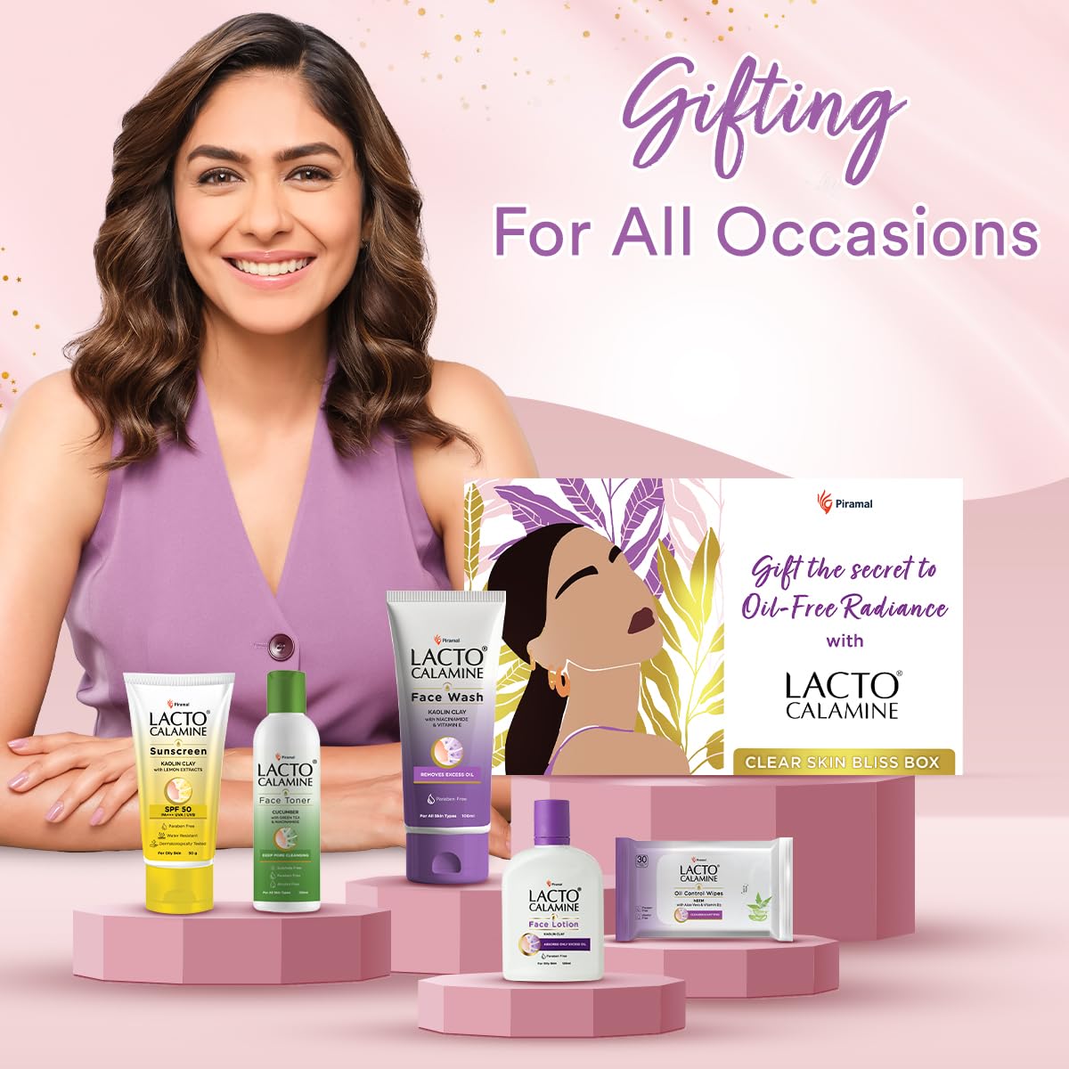 Lacto Calamine Premium Face Care Kit for Women | Face Wash, Sunscreen, Wet Wipes, Toner, Face Lotion | Pack of 5 signature products | Diwali Gifts for Family and Friends