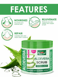 BEE ONE Aloevera Scrub For Face & Body 500ml | Deeply Nourishes & Removes Impurities For Glowing Skin | Perfect For Blackhead Removal | Enriched With Aloevera | 500ml Value Pack |