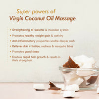 Nat Habit 100% Pure Virgin Coconut Baby Massage Oil For Baby Skin & Hair, Enriched With Vit E & Omega-3, 6 Non-Refined, LLP Free, Chemical & Preservative Free - 100 ml