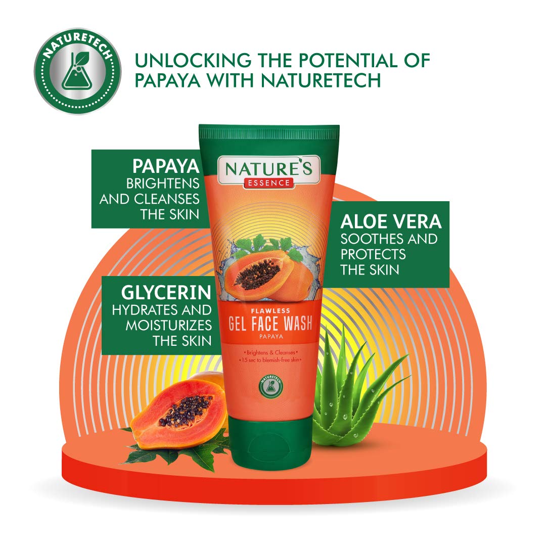 NATURES ESSENCE Anti Pigmentation Papaya Gel Face wash for women infused with Saffron |reduces Spot| Instant Brightening |Tan Removal 50gm