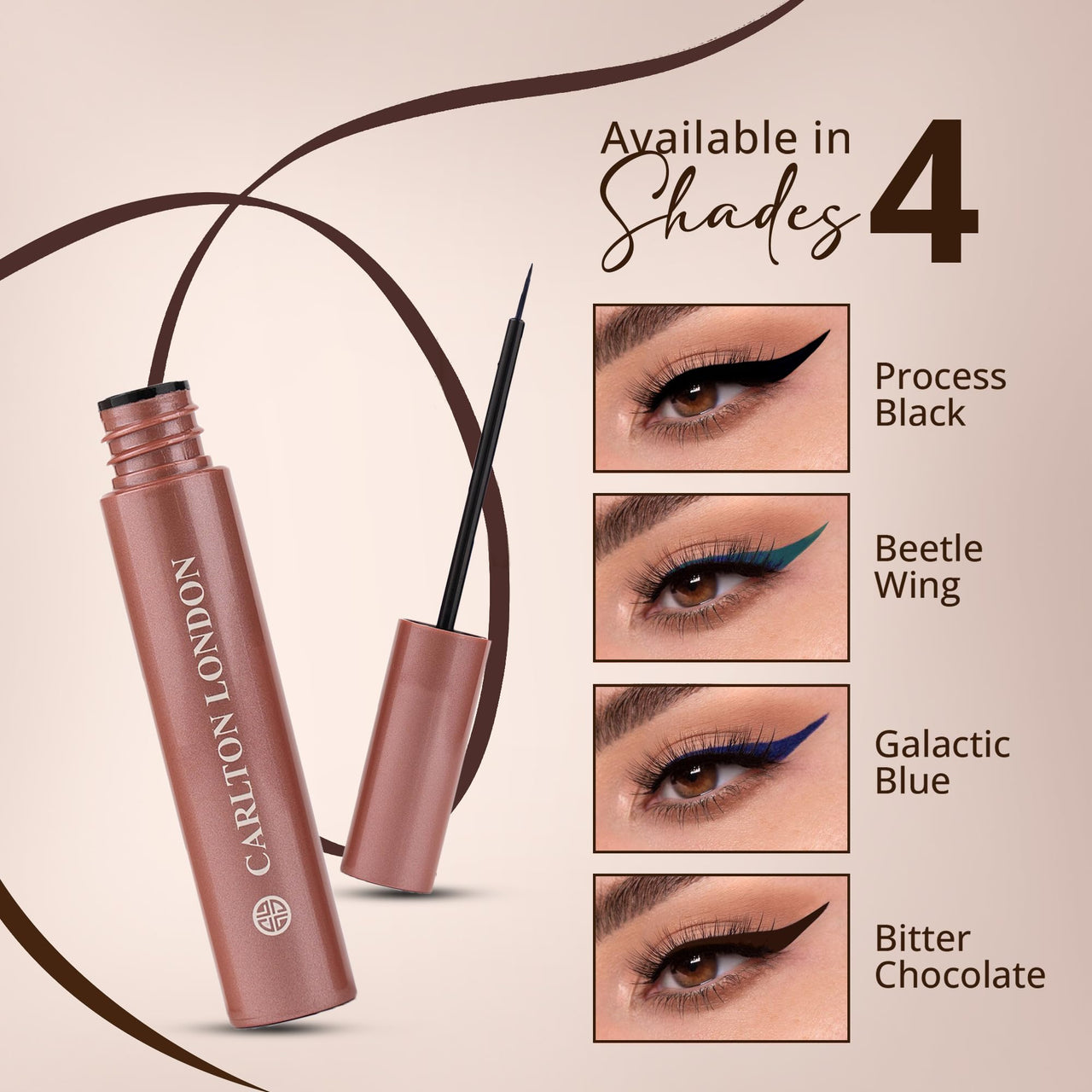 Carlton London Stunnig Black Liquid Eye Liner |Enriched With Vitamin-E |Long Lasting Matte Waterproof Liner, Smudge Proof, Transfer Proof Eye Makeup |Upto 24 Hrs - 5ML(Bitter Chocolate)
