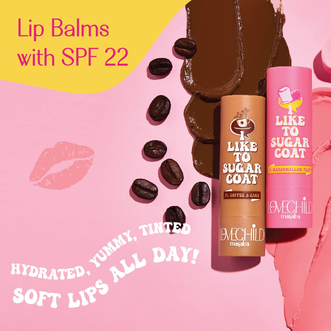 Lovechild Masaba Hydrating Lip Balm, SPF 22 UV Protection, Brown Tinted Vegan Lip Care With Shea Butter, Vitamin E & Almond Oil, Repairs Dry, Chapped Lips, Coffee & Cake, 4.5 g