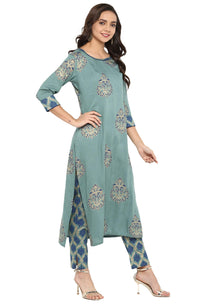 Janasya Women's  Yellow Rayon Straight Kurta with Pant