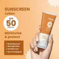 Glamveda Hybrid Sunscreen Lotion Spf 50 PA+++ | Moisturize & Protect | Water and Sweat resistant | All skin types | 60ml