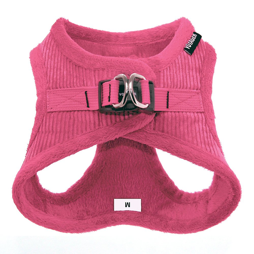 Voyager Step-In Plush Dog Harness  Soft Plush, Step In Vest Harness for Small and Medium Dogs by Best Pet Supplies - 1Fuchsia Corduroy, XS (Chest: 13 - 14.5")