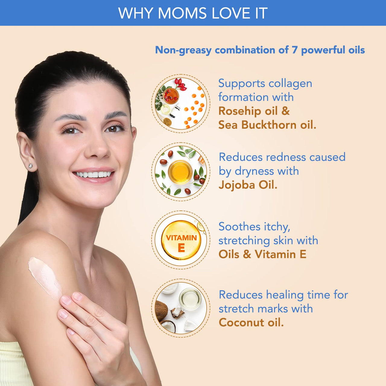 The Moms Co Natural Stretch Oil, 7 in 1 Natural Bio Oil Australia - Certified Toxin - Free and Mineral - Oil - Free Elasticity Belly Oil 100 ml & Nipple Butter Cream 25 g