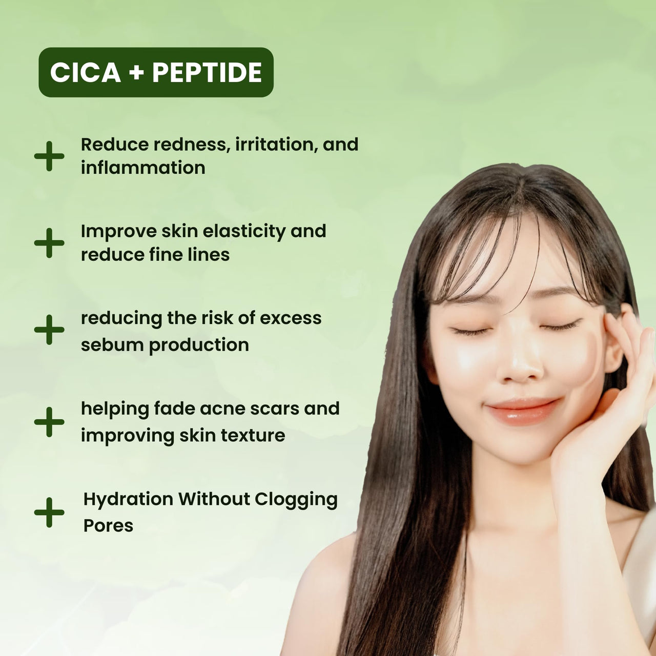 Mirabelle Korea Cica-Pep Intensive Serum 50ml | Korean Anti-Aging Face Serum with Peptides & Centella Asiatica | Hydrating, Firming & Wrinkle Care | Soothing & Repairing | Skincare for Men & Women