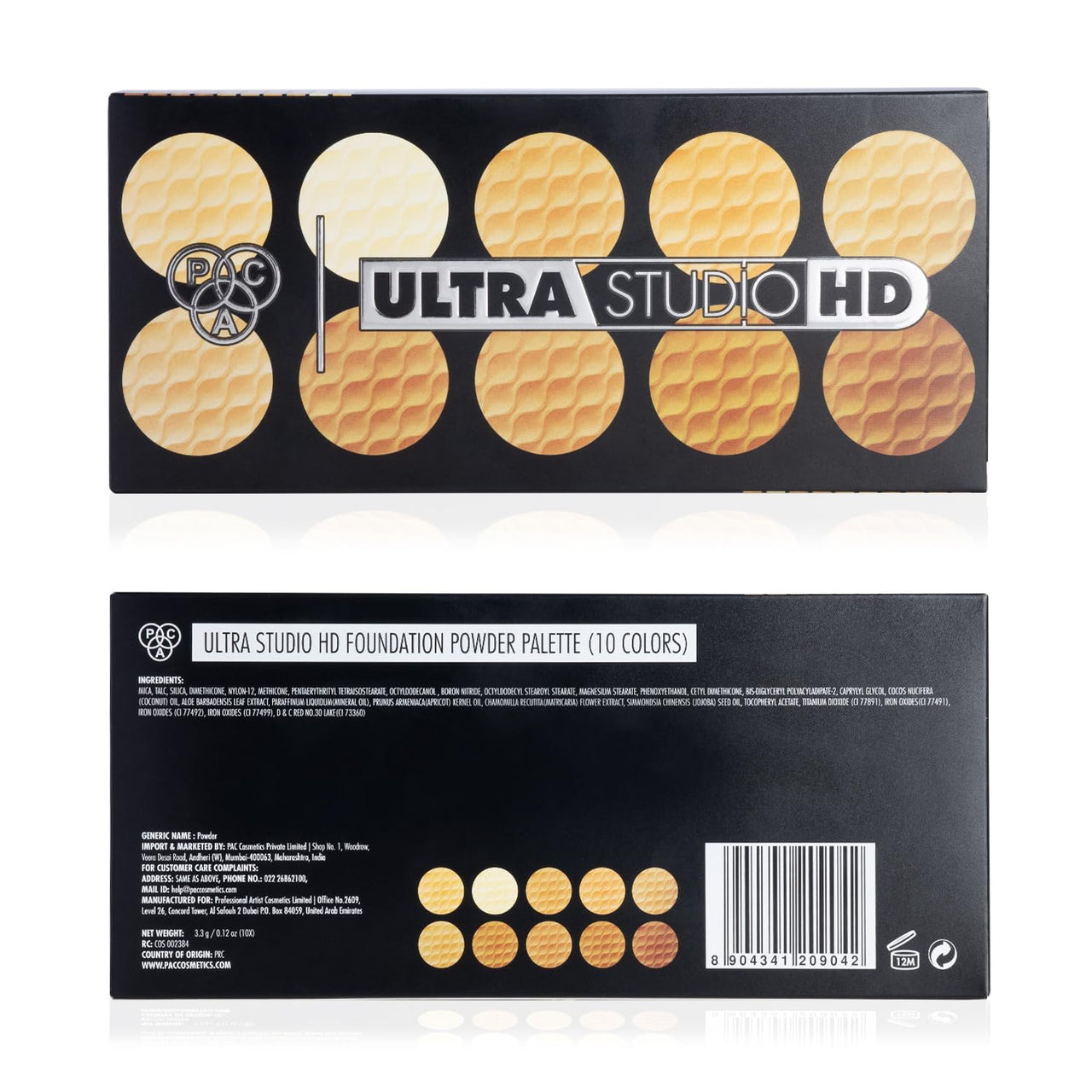 PAC Studio HD Pressed Foundation Suitabe Full Coverage for All Skin Types X10 - [P],Matte Finish