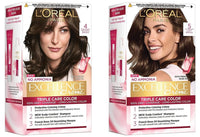 L'OREAL PARIS Excellence Creme Hair Color, 4 Natural Dark Brown, 72ml+100g and L'Oréal Paris Excellence Creme Hair Color, 5 Natural Brown (72ml+100g)