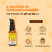 Jovees Sunscreen Face Serum SPF 65 PA+++ Broad spectrum Sun protection with Green tea, Carrot and Sunflower extract | Lightweight & Oil Free | For Oily & Acne Prone Skin 30ml