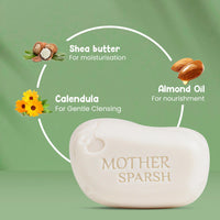Mother Sparsh Plant Powered Natural Baby Soap - Pack of 4X75gms | Hypoallergenic & Tear-Free Soap for Babies, Newborns