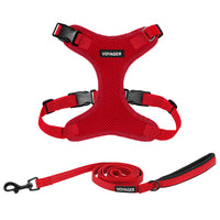 Voyager Step-in Lock Dog Harness w Reflective Dog Leash Combo Set with Neoprene Handle 5ft - Supports Small, Medium and Large Breed Puppies/Cats by Best Pet Supplies - Red, XL Harness Leash Set (Red) XL (Chest: 23 - 28