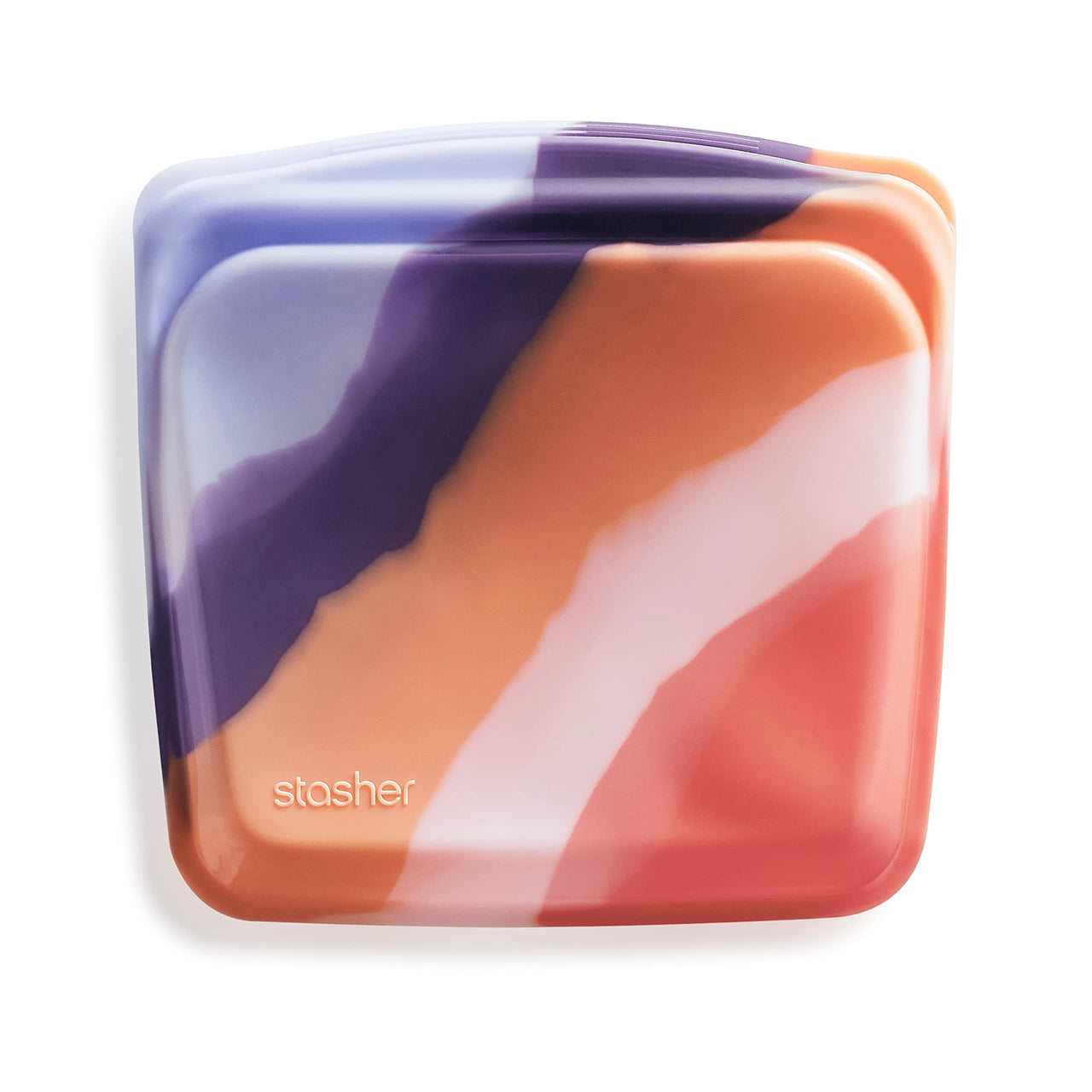 Stasher Reusable Silicone Storage Bag, Food Storage Container, Microwave and Dishwasher Safe, Leak-free, Sandwich, Purple Wave