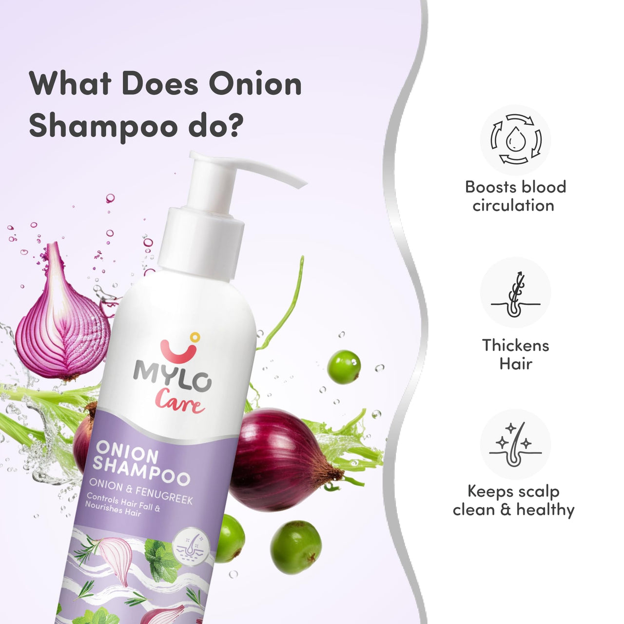 Mylo Care Anti Hair Fall Kit | Onion Shampoo & Onion Conditioner 200ml Each|Contains Red Onion Oil |Strengthens Hair Roots| All Natural|No Sulphates|No Parabens|No Mineral Oils