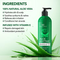 Botanic Hearth Aloe Vera Gel for Face, Skin & Hair – 250ml - 100% Natural, Sunburn Relief, Skin Calming, Deep Hydration & Repair with Aloevera, Non-Greasy, Moisturizing Formula for Men & Women