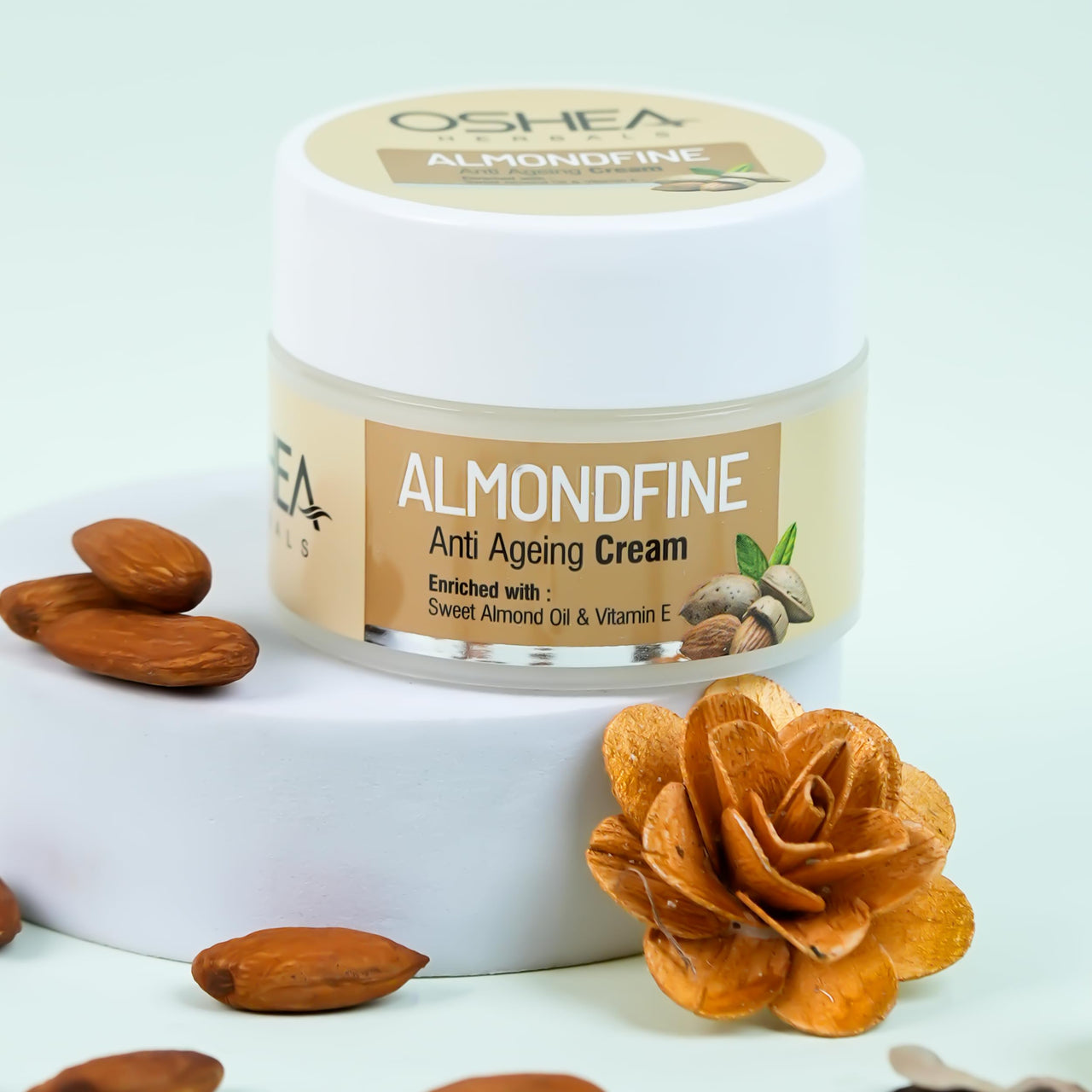 Oshea Herbals Almondfine Anti Ageing Face Cream For All Skin Types | Reduces Fine Lines & Wrinkles | Enriched with Sweet Almond Oil & Vitamin E - 50 g