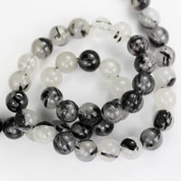 Rutilated Quartz 8mm Natural Gemstone Beads for Jewelry Making Energy Healing Crystals Jewelry Chakra Crystal Jewerly Beading Supplies Black Rutilated Quartz 15.5inch About 46-48 Beads