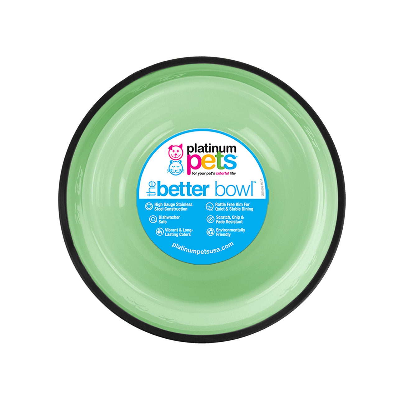 Platinum Pets Embossed Non-Tip Stainless Steel Cat/Dog Bowl, Mint Green, X-Large