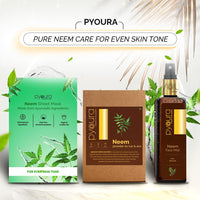 PYOURA Acne Clear Skin Neem Powder, Dark Spot Pigmentation Face Pack, Pure Hygienically Dried Powdered Leaves, Natural Ayurvedic Herbal Mask, No Preservatives Added, 200 g (2 Packs of 100 g Each)