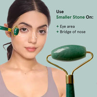 Be Bodywise Jade Roller Massager | 100% Natural Jade Face Roller | Tightens Skin, Reduces Wrinkles & Improves Blood Circulation | Best for Serum Application | Double Sided for Toning & Firming Face