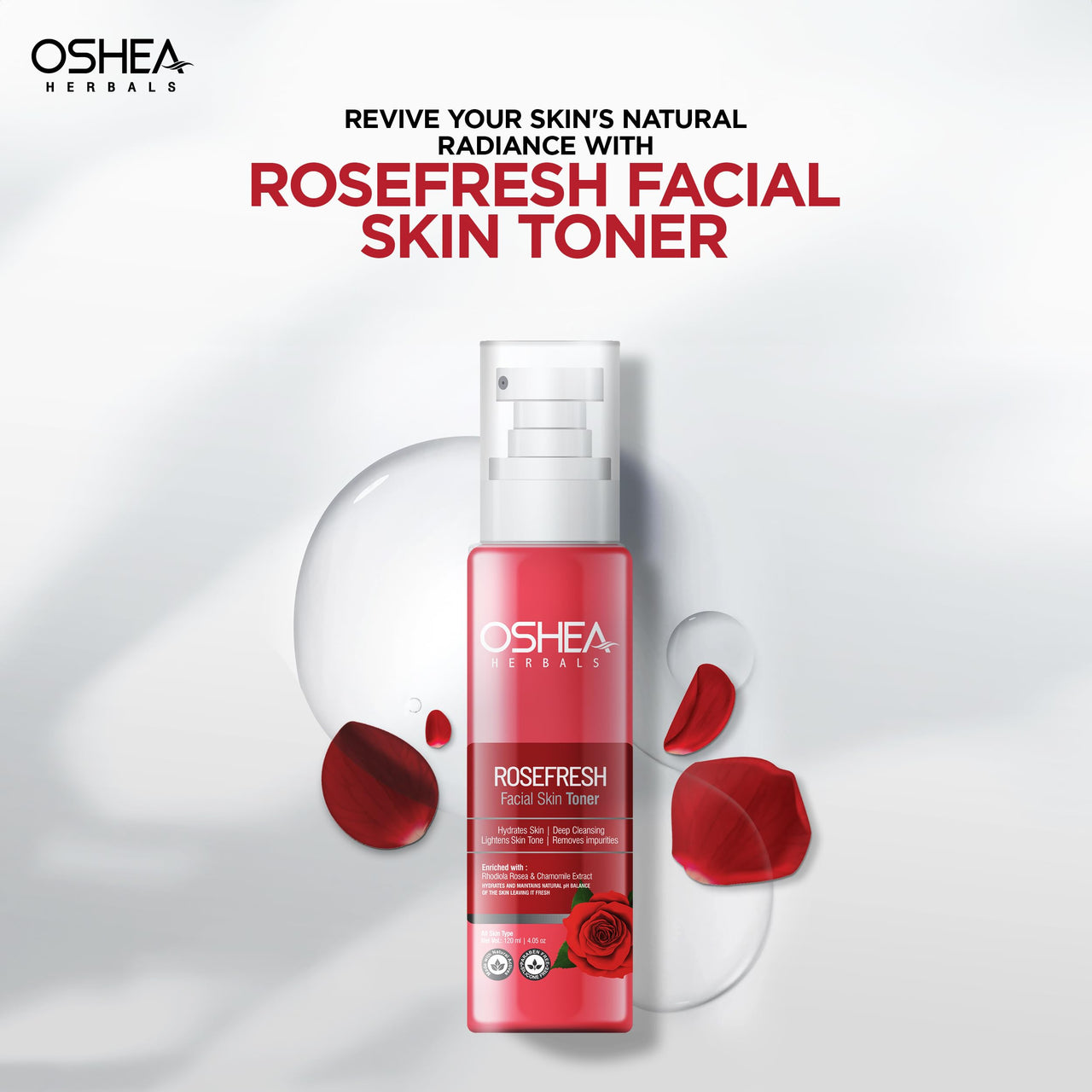 Oshea Herbals Rose Fresh Skin Toner For Normal to Oily Skin Type | Controls Oil, Cures Pimples, Minimise Pores & Hydrates with Healthy Glowing Skin - 120ml… (Pack of 2)