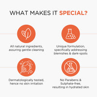 Oshea Herbals Papayaclean Anti Blemishes Gel Face Wash for Women & Men | Hydrating Face Wash for All Skin Types | Lightens Blemishes & Brightens Skin with Papaya Extracts & Vitamin E - 50gm
