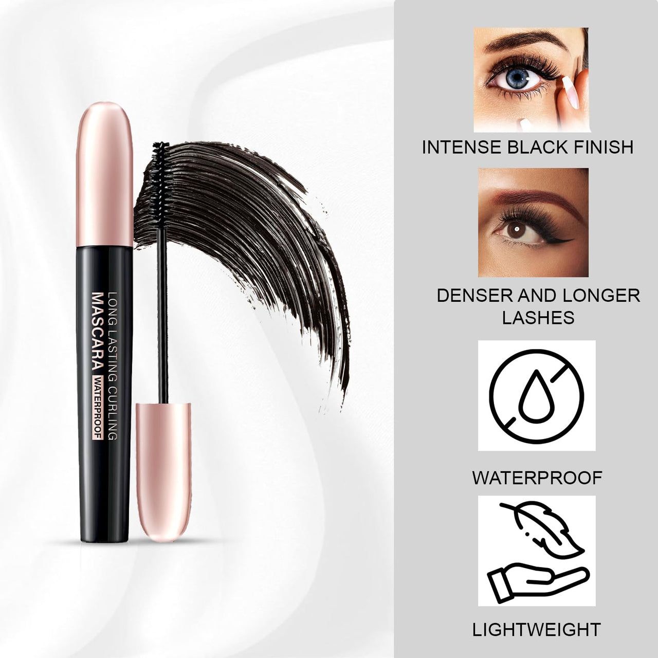 Lakyou Beauty Long Lasting Curling Mascara | Waterproof | Provides Length+Volume | Smudeg Proof | Thicker Formula | Zero Clumps | Black | 10ml