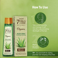 Emami 7 Oils In One Organics Aloe Vera Hair Oil | Nourishing & Hydrating| Ultra-Light & Non-Sticky | Certified Organic | Free From Parabens, Sulphates & Harmful Chemicals | For Soft, Shiny Hair, 200ml