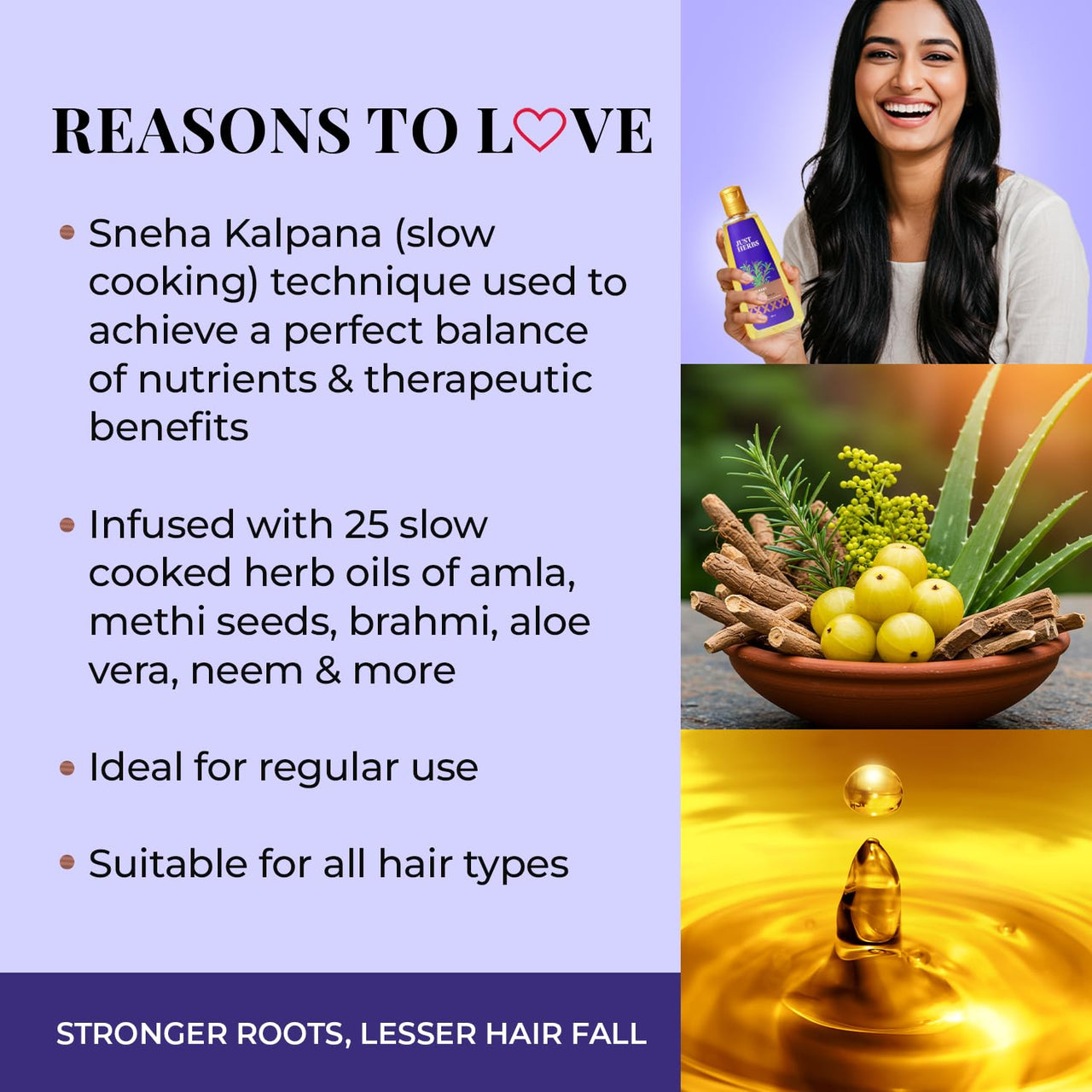 Just Herbs Rosemary Hair Oil | For Hair Growth | Hair Fall Control | Scalp Health | Hair Follicles Ideal for Regular Use and Suitable for All Hair Types | Men & Women 180ml