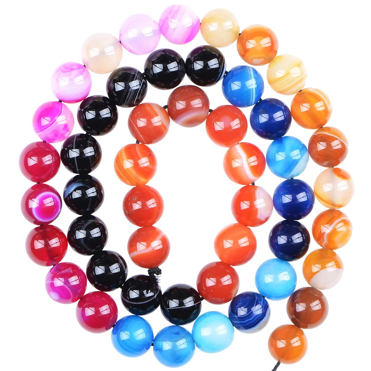 Massive Beads 100PCS 8MM Natural Crystal Beads Stripe Agate Gemstone Round Loose Energy Healing Beads with Free Crystal Stretch Cord for Jewelry Making (Stripe Agate, 8MM)