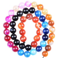 Massive Beads 100PCS 8MM Natural Crystal Beads Stripe Agate Gemstone Round Loose Energy Healing Beads with Free Crystal Stretch Cord for Jewelry Making (Stripe Agate, 8MM)