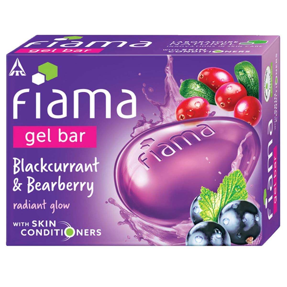 Fiama Gel Bar Blackcurrant And Bearberry, With Skin Conditioners For Moisturized, Radiant & Glowing Skin, 750g (125g - Pack of 6), Soap for Women & Men, For All Skin Types
