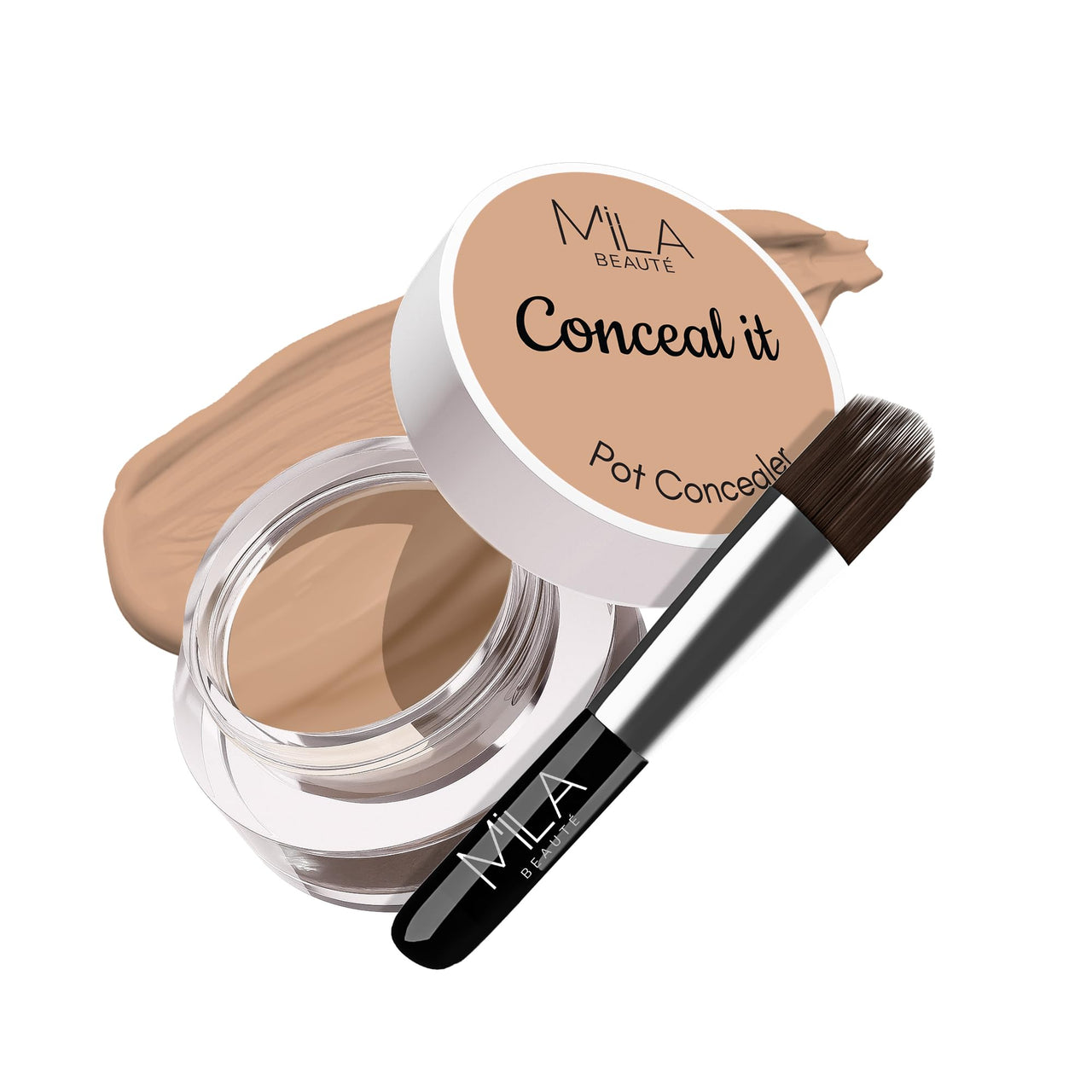 Mila Beauté Conceal It Pot Concealerwith Brush | Enriched With SPF 15 and Vitamin E | Light Weight Concealer | Long Lasting Coverage | Natural Matte Finish | Covers All Skin Concerns | Easily Blendable Concealer For Face Makeup (Hazelnut)