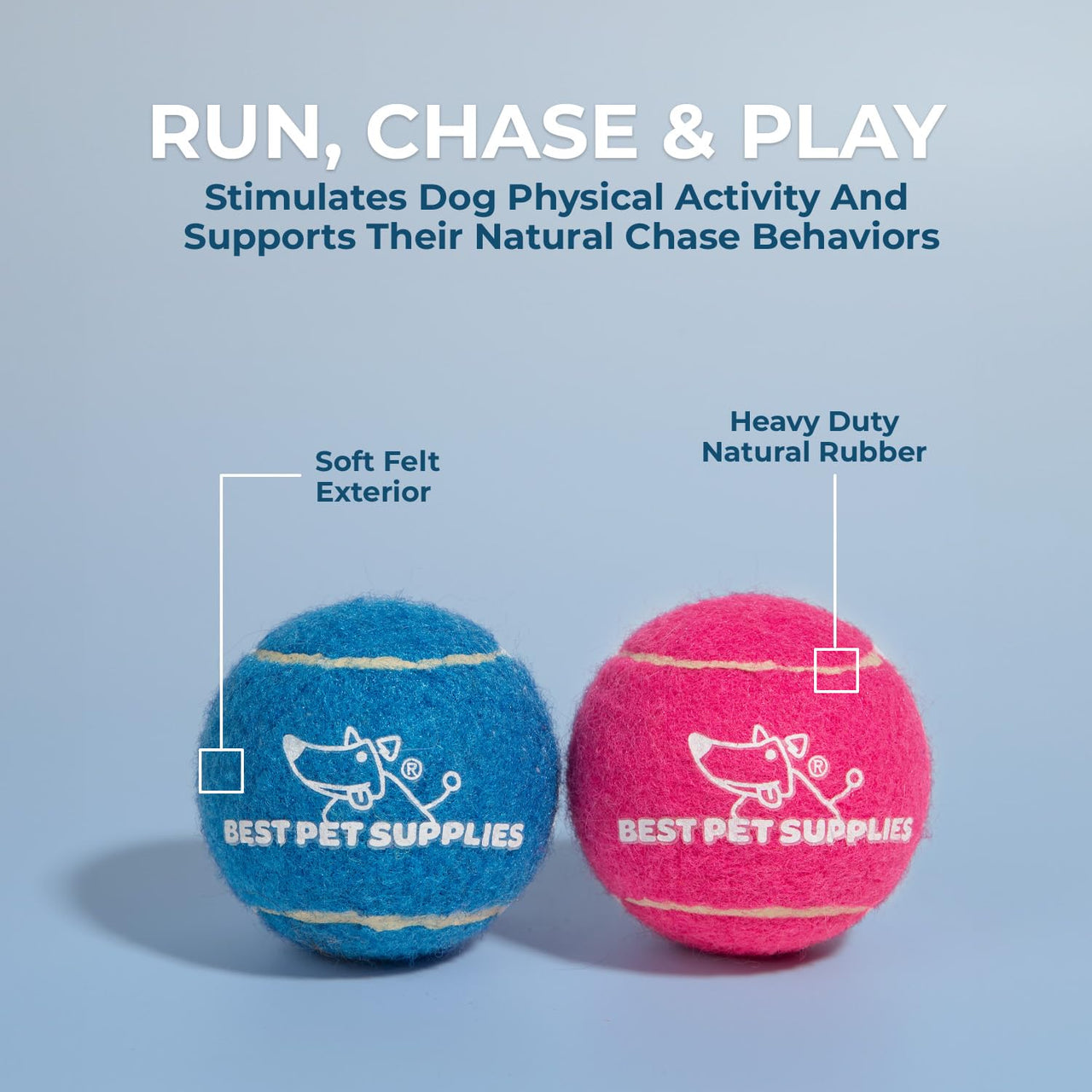 Best Pet Supplies Squeaky Tennis Balls for Dogs, 8-Pack, Heavy-Duty Interactive Pet Toys for Throwing and Fetching, Supports Exercise and Natural Behavior Training, Durable - Small