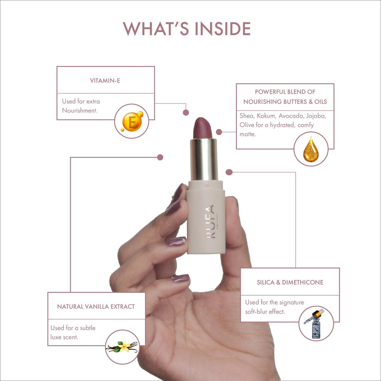 Rufa Beauty Soft Blur Matte Lipsticks (Nudella, Regular)