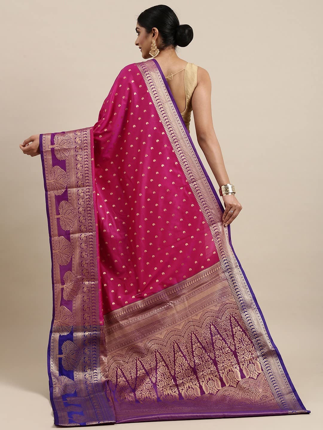 Pandadi Saree Women's  Banarasi Silk Saree With Unstitched Blouse Piece