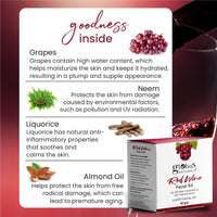 Globus Naturals Facial Kit Combo-Oil Control Anti Acne & Wrinkle Control Red Wine Facial Kit, For All Skin Types