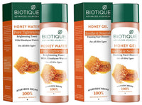 Biotique Honey Water Pore Tightening Brightening Toner With Himalayan Waters, 120ml & Biotique Honey Gel Soothe & Nourish Foaming Face Cleanser Foe All Skin Types, 120ml