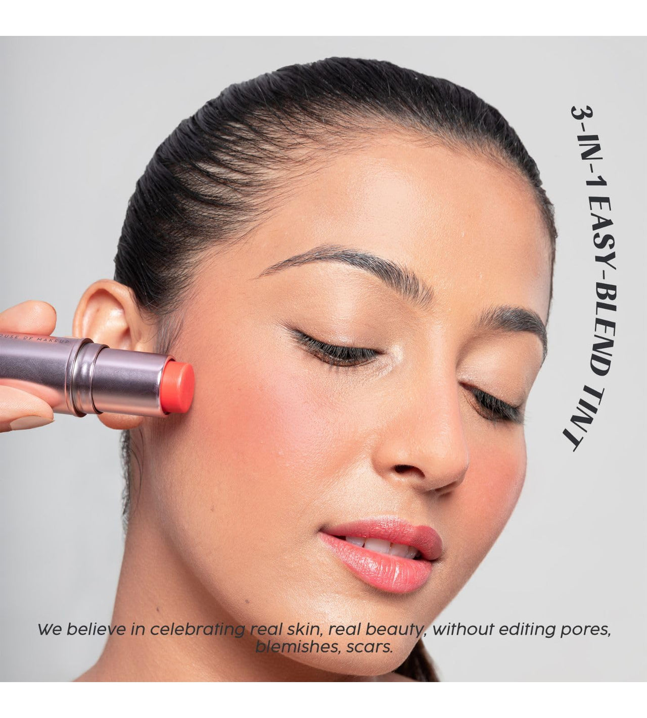 House Of Makeup Dab N Glow Lip Tint | Pigmented Blusher For Face Makeup | Creamy, Easy-Blend Lip And Cheek Tint | Lip Tint For Women & All | Multi-Use Tint for Cheeks And Lips | 8 gms | Fiery Red