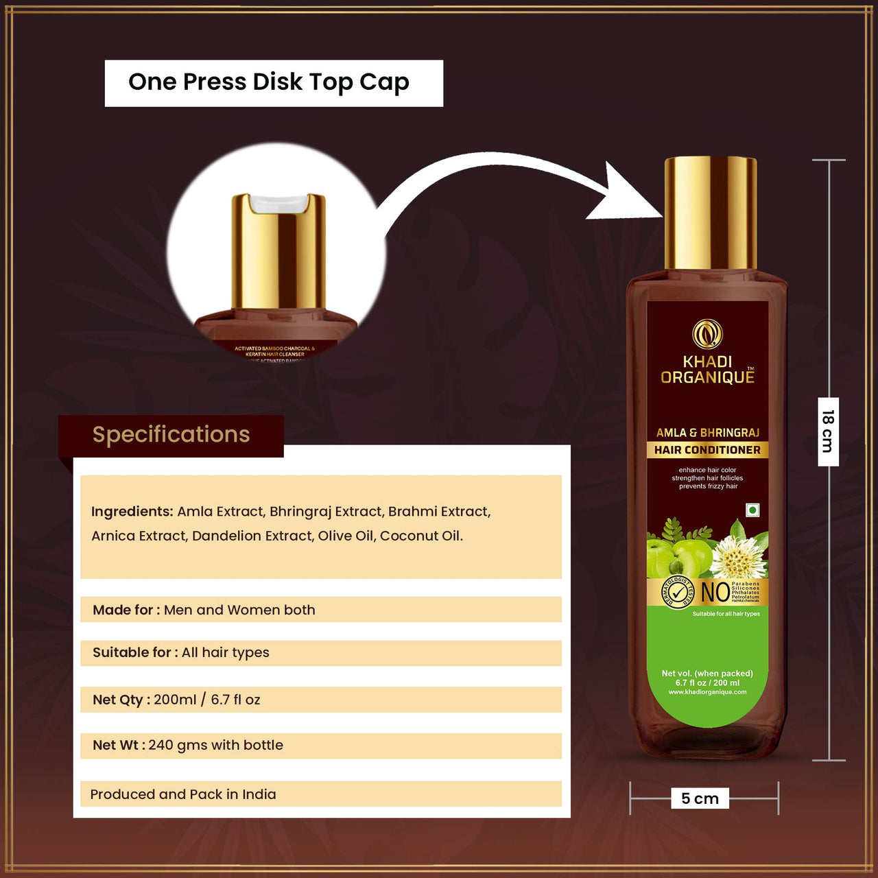Khadi Organique Amla & Bhringraj Hair Conditioner (SLS & Parabeen Free)