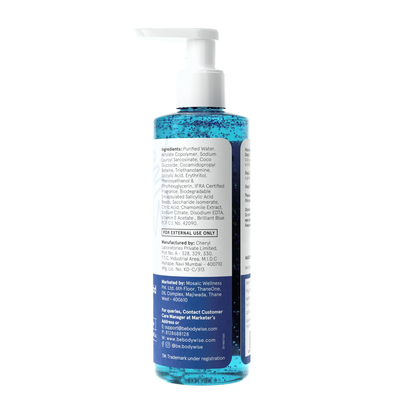 Be Bodywise 1% Salicylic Acid Exfoliating Body Wash Shower Gel 250ml | Prevents Body Acne, Bumpy skin & Deep cleanses | Suitable for All Skin Types.