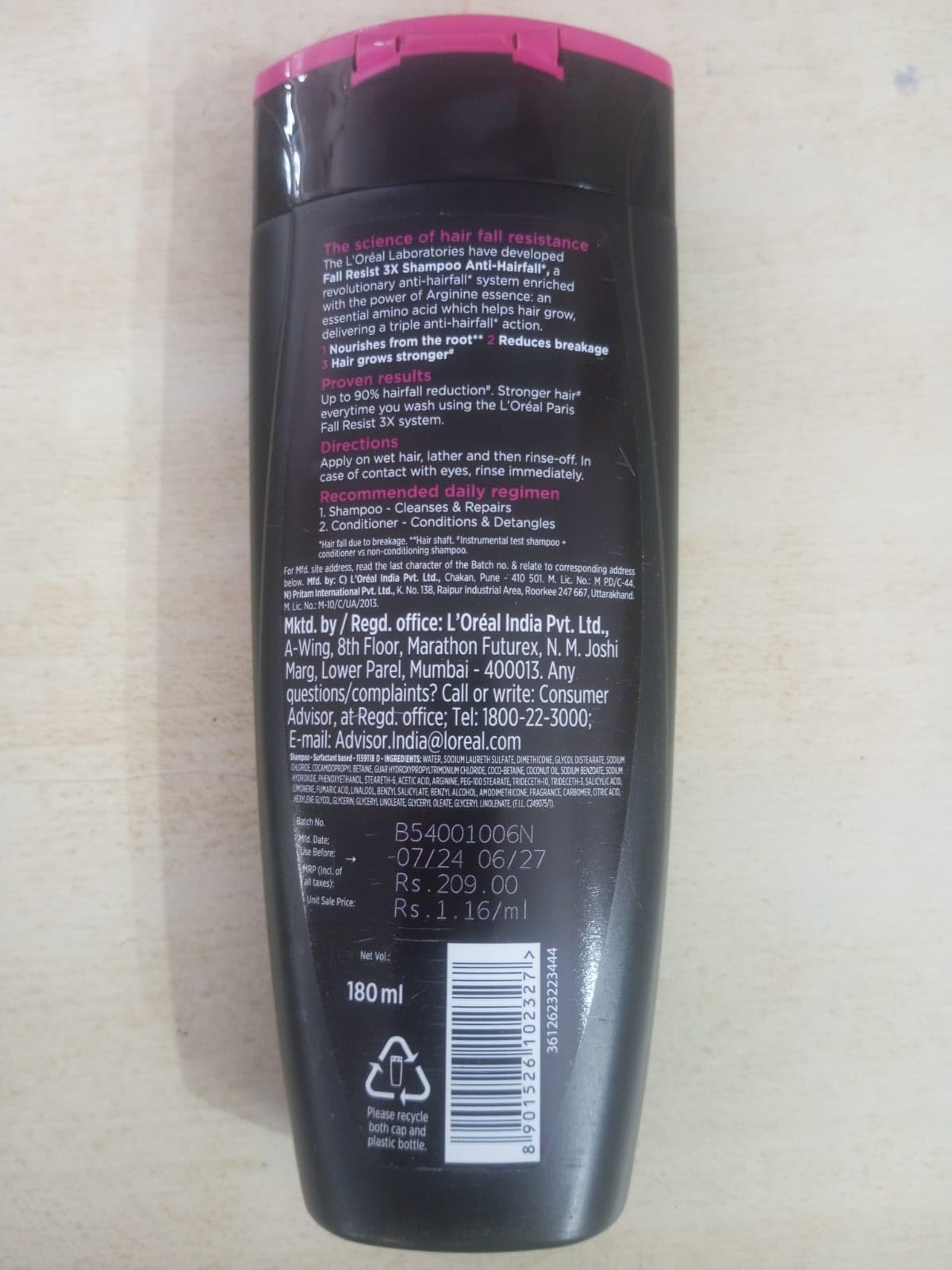 L'Oreal Paris Fall Resist 3X Anti-Hairfall Shampoo (180ml) + L'Oreal Paris Total Repair 5 Hair Serum (40ml)