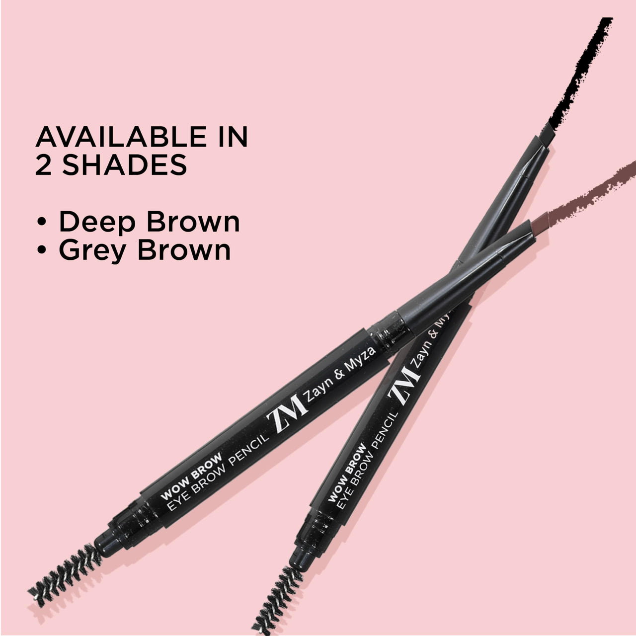 ZM Zayn & Myza Wow Brow Eyebrow Pencil Enriched with Castor Oil | Smudge Proof | Water Proof | Lasts Up to 12 hours - (Grey Brown, 0.35gm)