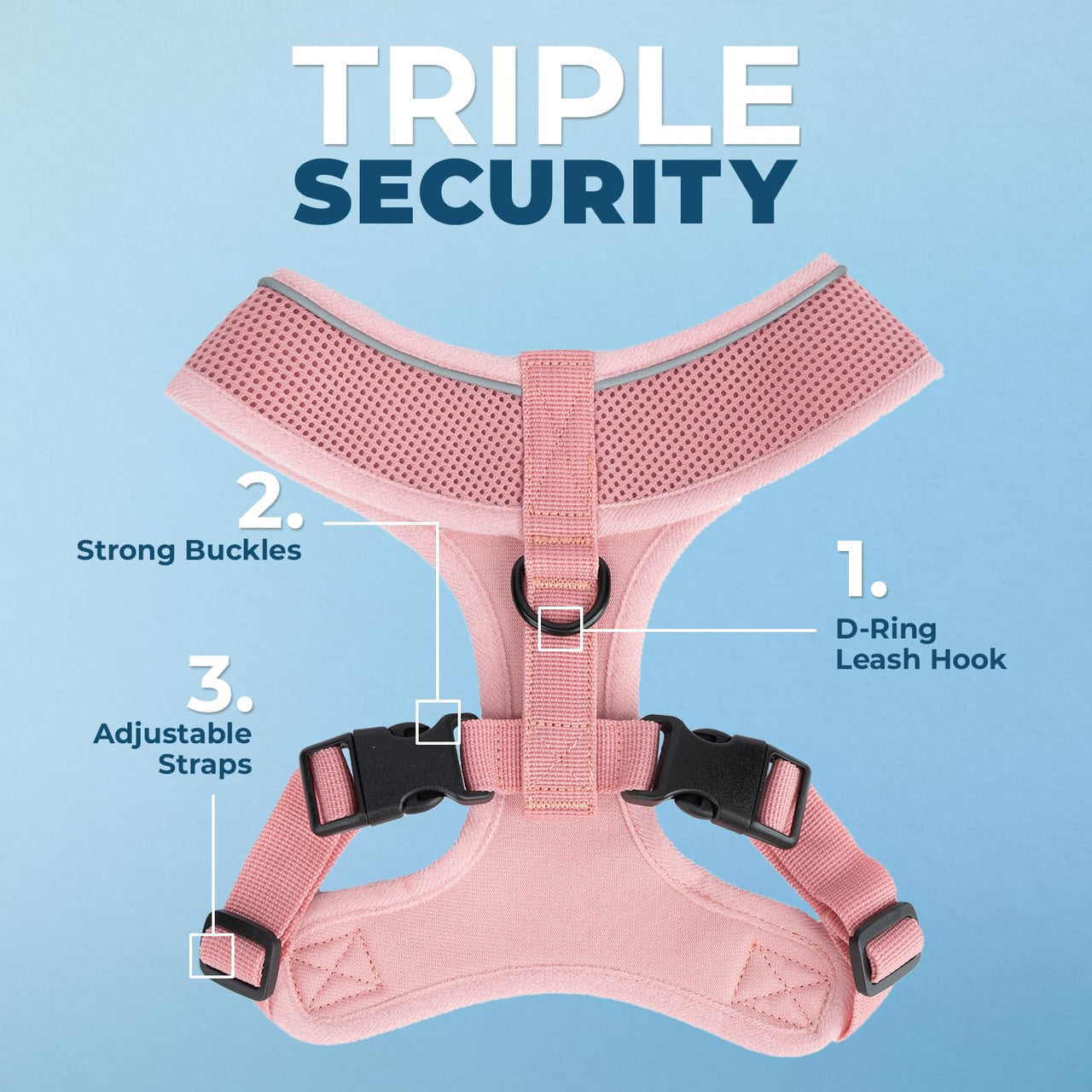 Aerolite No Pull Mesh Dog Harness with Lightweight, Soft, Breathable Chest Coverage, Reflective Stitching, and Adjustable Straps for Walking, Running, Training, Heavy Duty and Durable - Pink, S