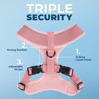 Aerolite No Pull Mesh Dog Harness with Lightweight, Soft, Breathable Chest Coverage, Reflective Stitching, and Adjustable Straps for Walking, Running, Training, Heavy Duty and Durable - Pink, S