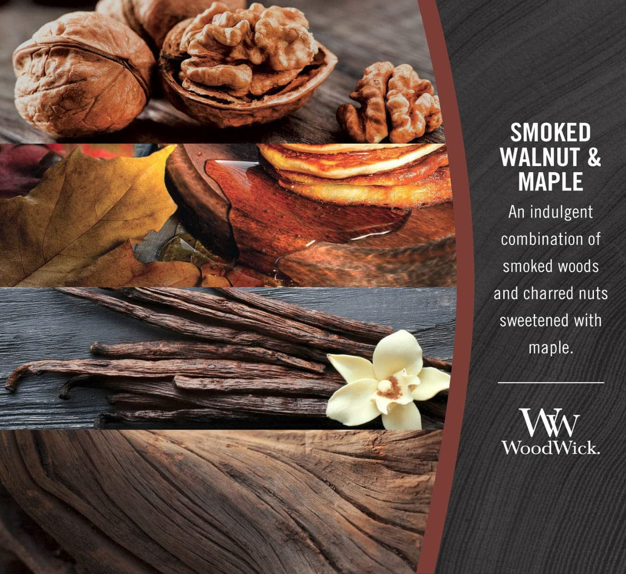 WoodWick Medium Hourglass Candle, Smoked Walnut/Mpl - Premium Soy Blend Wax, Pluswick Innovation Wood Wick, Made in USA