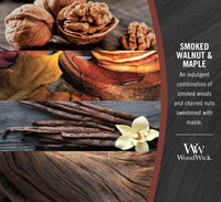 WoodWick Medium Hourglass Candle, Smoked Walnut/Mpl - Premium Soy Blend Wax, Pluswick Innovation Wood Wick, Made in USA