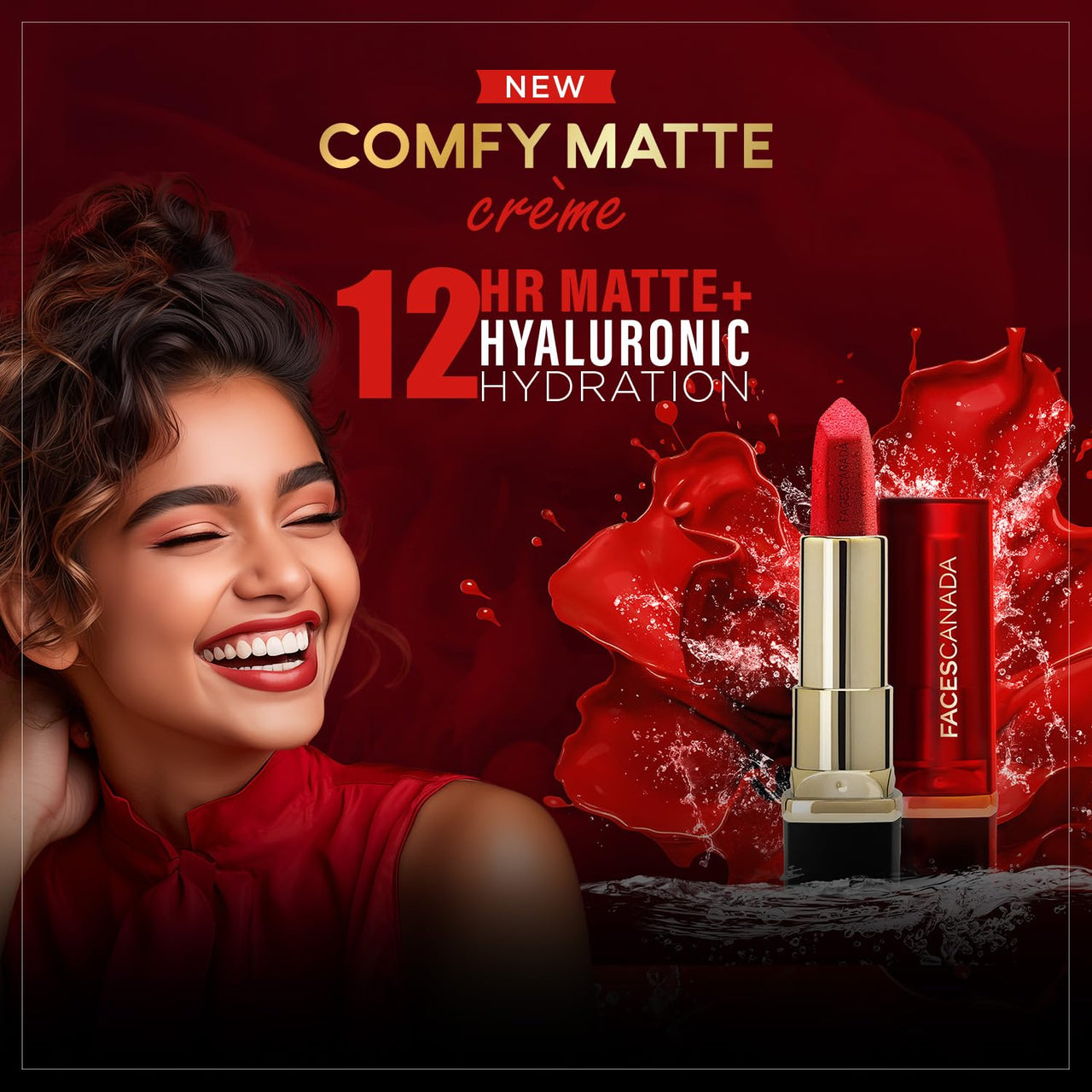 FACESCANADA Ultime Pro Hd Intense Matte Lipstick + Primer - Red Bouquet (Red), 1.4G | 9Hr Long & Faces Canada Comfy Matte Creme Lipstick - Go For It 02, 4.2G | 8Hr Long Stay |