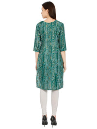 InTrend Forever Bandhani Foil Print Designer || Cotton Kurta for Ladies || Straight Fit || Zari & Sequins lace || Kurtis for Women